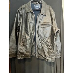 Cherokee Men Size XXL Leather Jacket Dark Brown Zip Close 100% Genuine Leather